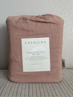 NWT King 100% Linen Sheet Set Adobe Clay - Casaluna